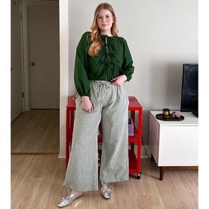 Giddy Up Goods Lounge Pant Green Pin Stripe